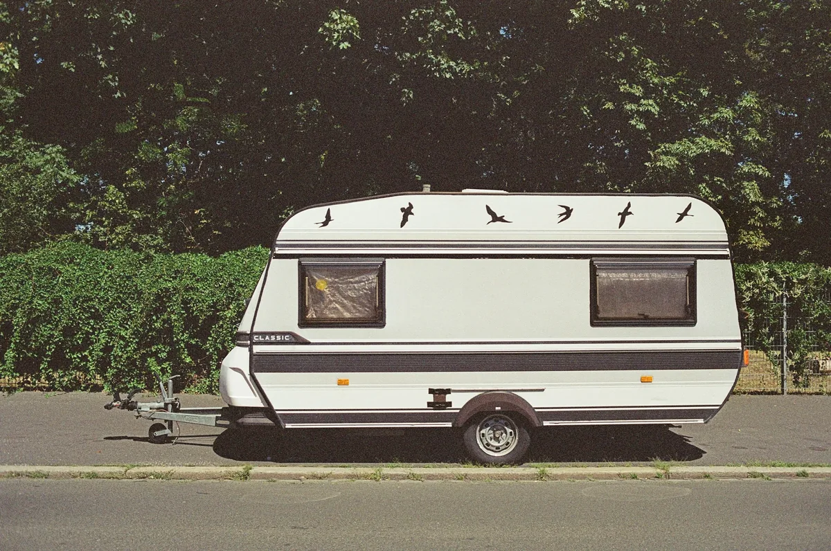 Touring caravan parked kerbside in Amersham awaiting a fixed-price quote